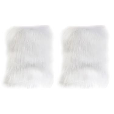 Imagem de Polainas felpudas falsas 1 par de polainas felpudas de 29 cm para mulheres, capas quentes de inverno, para Natal, Halloween, fantasia hippie branca, polainas