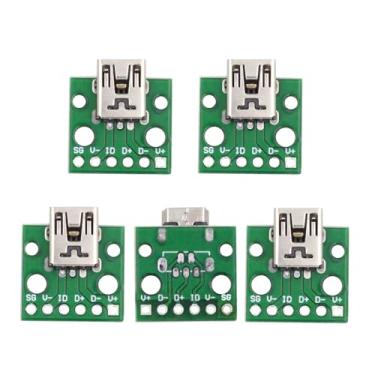 Imagem de xiwai 5 peças USB 2.0 Mini-B fêmea conector de tomada DIY OEM horizontal com montagem de placa PCB tipo solda 480Mbps