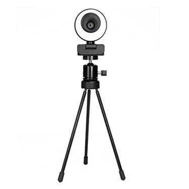 Imagem de Webcam 1080P Webcam 60FPS Autofocus HD Câmera Web com Anel de Microfone Luz Web Cam para PC Câmera de Computador para Gravação Chamadas Conferência Jogos (Cor: 1080P 60FPS) (60FPS com Tripé)