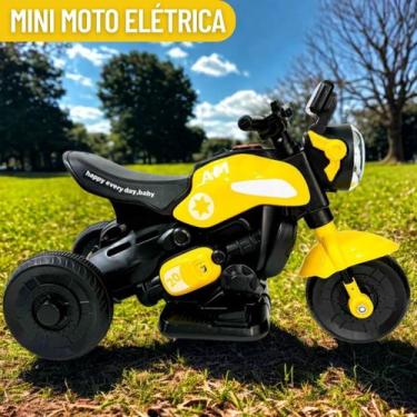 Imagem de Mini Moto Elétrica Infantil criança Esportiva corrida Amarela  Diversã