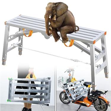 Imagem de Escada de andaime de aço multiuso com plataforma dobrável para trabalhos internos e externos, equipamento de andaimes, escadas dobráveis 160 x 30 cm