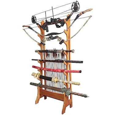 Imagem de Suporte de espada prateleira de exibição de espadas, suporte para espadas, suporte para espadas de 4/5/6/8 camadas, suporte para katana, suporte para exibição de armas em pé, suportes verticais de