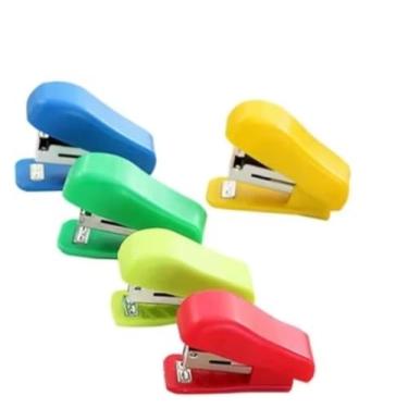 Imagem de Mini Grampeador Colorido com 1000 Grampos Nº 10, Conjunto com 5 Cores, Azul, Verde, Amarelo, Verde-Limão, Vermelho (Vermelho)