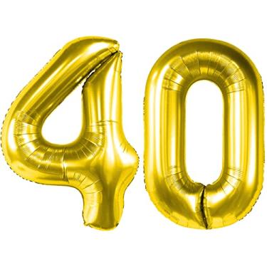 Imagem de 40 Inch 40 Balloon Numbers, 40th Birthday Balloons, Gold 40th Birthday Decorations for Women Him Her, Giant Dirty 40 Balloons for 40th Birthday Party Supplies and 40th Anniversary Event Decorations