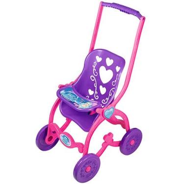 Imagem de Carrinho para Bonecas Rosa Florzinha Princesas Desmontável - BRINQUEMI