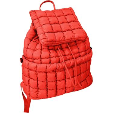 Imagem de Mochila Acolchoada Buffer, Mochila Acolchoada - Mochila De Computador De Nylon Fofa, Mochila Casual Elegante, Mochila Leve Para Esportes Casuais De Caminhada, Red