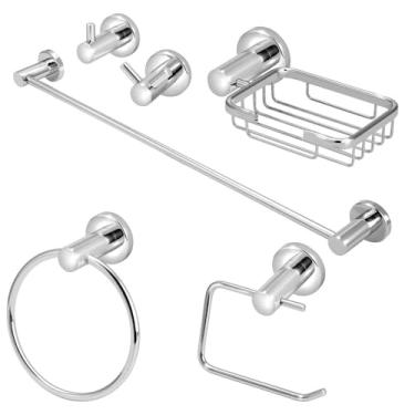 Imagem de Kit Acessórios Banheiro Metal Cromado 6 Peças Completo