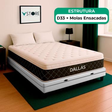 Imagem de Cama Box Baú Casal e Colchão Dallas Molas V-Store