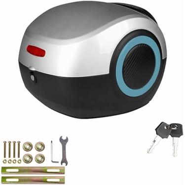 Imagem de Top Case Motocicleta, 20l Top Case Para Scooter, Caixa De Bicicleta Para Bagageiro, Estojo De Motocicleta Com Trava De Segurança, Resistente Durável, Silver