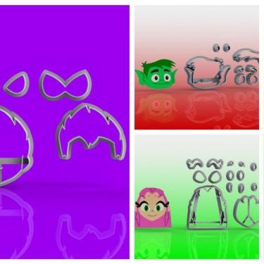 Imagem de Cortador Jovens Titãs 5 Personagens Modulares Tamanho 5Cm