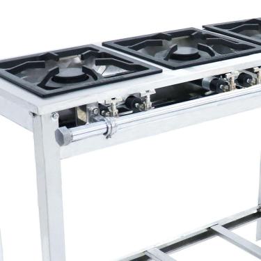 Imagem de Fogão Industrial Venâncio 3 Bocas Duplas A Gás Baixa Pressão Inox Com Pé Ei3d3p