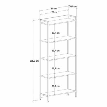 Imagem de Conjunto Estante Multiuso 5 Prateleiras E Escrivaninha Industrial Active Espresso Móveis Snow