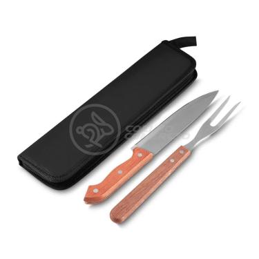 Imagem de Kit Churrasco 2Pçs Inox Faca E Garfo 13" + Capa De Proteção