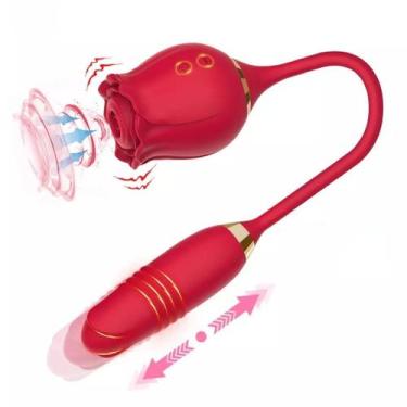 Imagem de Vibrador Rosa Sugador de clitóris com Vibrador vai e vem, Clitóris Vag