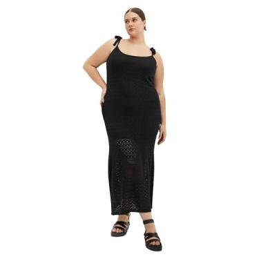 Imagem de City Chic Vestido feminino plus size - Sweet Crochet, Preto, 46