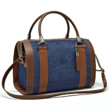 Imagem de Bolsa Feminina Alça de Mao e Transversal (Marrom Caramelo COM JEANS)