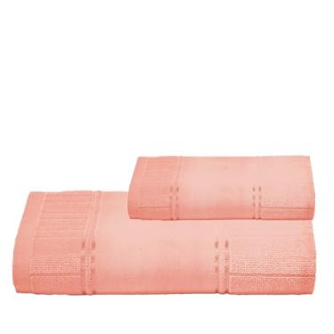 Imagem de Kit 1 Toalha De Banho E 1 Rosto Para Pintar Artesanalle – Jogo de Toalhas Premium 2 Peças com Barra para Pintar ou Bordar em Máquina – Diversas Cores (Terracota 10589)