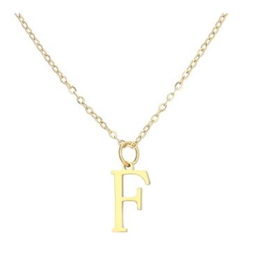 Imagem de SHE LIAN Colar com pingente personalizado com letra inicial delicada e delicada para presentes femininos, Small, Aço inoxidável, Sem Pedra Preciosa