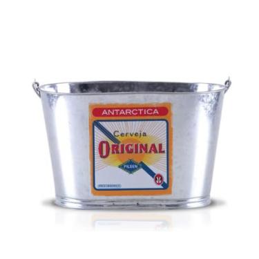Imagem de Balde Servir Cerveja Bebidas Original Oblongo Zinco com Alça