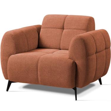 Imagem de Poltrona Para Sala E Escritório Decorativa Pés Metal Kania Linho Terracota