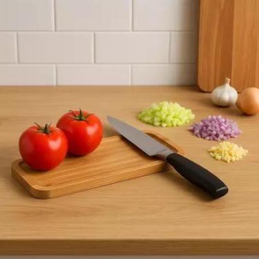 Imagem de Tábua Bandeja Petisqueira Bambu Retangular Frios Churrasco Amendoim Mu