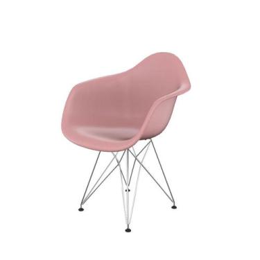 Imagem de Cadeira Eames Arm Eiffel Rosa e Cromada - Mobly