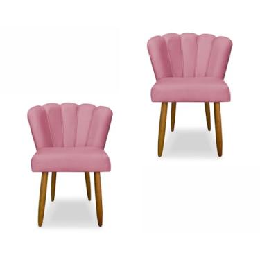 Imagem de Kit com 2 Cadeiras Pétala Veludo Confortável Pratica Maravilhosa Sala Quarto Cozinha Salão (ROSA)