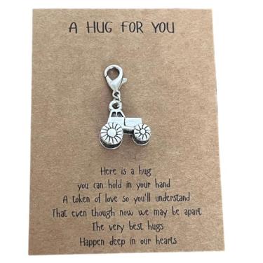 Imagem de AMOBESTER Pingente de pulseira de colar e chaveiro com fecho de correr, mini trator agrícola