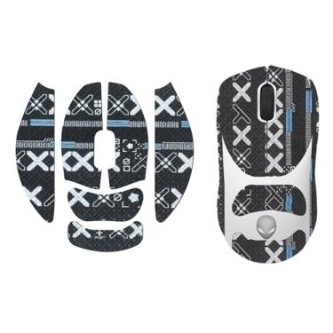 Imagem de NOUKAJU Fita adesiva para mouse com cobertura total para Alienware AW720M, fita antiderrapante para mouse, kit de atualização de mouse profissional pré-cortado resistente ao suor (preto)