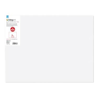Imagem de KINGART 808-4 Tela Esticada Branca de 18" X 24", Pacote com 4, Preparada com Gesso - Telas Retangulares 100% Algodão, Perfil de 5/8", Materiais de Arte para Pintura A Óleo e Acrílica