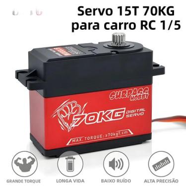 Imagem de Servo Motor RC De Alto Torque 15T 70KG Para Carro RC 1/6 1/4 Buggy Bar