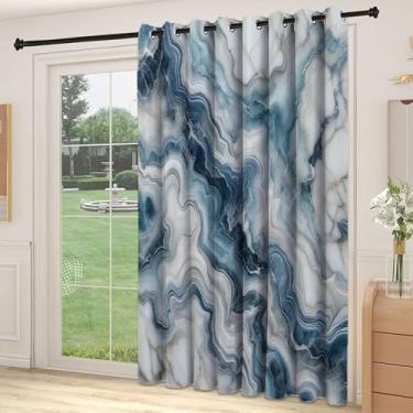 Imagem de Divisória de parede de cortina divisória de quarto azul, impressão de mármore em cores de céu profundo conceito moderno ondas e manchas abstratas, para quarto, jardim de infância, sala de estar, L 250