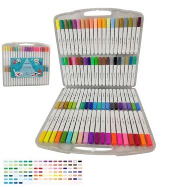 Imagem de Canetinha Caneta Marcador 80 Cores Tinta Acrilica Permanente A prova dAgua Estojo Maleta Pintura Artesanato Escultura