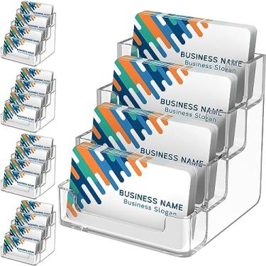 Imagem de MaxGear Suporte transparente para cartões de visita com 4 bolsos, porta-cartões de visita em acrílico para mesa ou balcão com 4 camadas, capacidade para cartão 960, pacote com 6