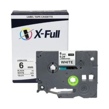 Imagem de Fita Compatível Brother Tze 211 Branca Letra Preta 6mm - X-Full