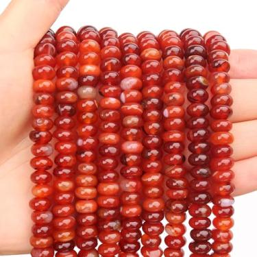 Imagem de BONNY BOXX 1 fio natural 5 * contas de cornalina Rondelle de 8 mm, contas de pedra de disco de ábaco natural, pedra preciosa espaçadora solta para pulseira faça você mesmo, colar e fazer joias