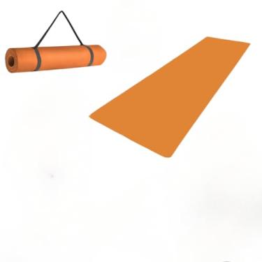 Imagem de Tapete Yoga Mat 1,70mx55cmx10mm Confortável Grosso Colchonete Tatame Exercício em Casa-Adequado para home treinos com almofadas(Laranja,Com Alça)