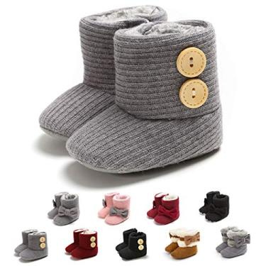 Imagem de Botas infantis de inverno para bebês meninas sapatos de sola macia antiderrapante infantil neve quente pré-andador recém-nascido botas, C-grey, 0-6 Months Infant
