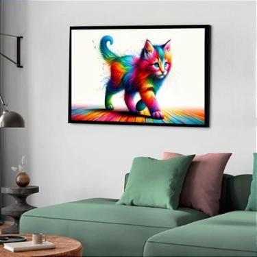 Imagem de Quadro Decorativo Gato Caminho Colorido - 50x70cm - Quadros On-line, M