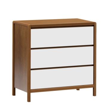 Imagem de Cômoda para Quarto 3 Gavetas Modena Amêndoa/Branco