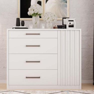 Imagem de Cômoda Palacius Caemmun Com Aplique Ripado Em Mdp Branco