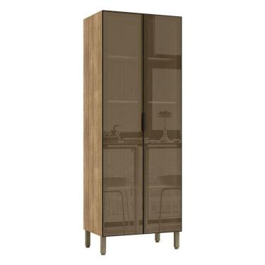 Imagem de Armário Paneleiro Duplo Cristaleira Viv Aluminum Freijó Preto - Kits Paraná