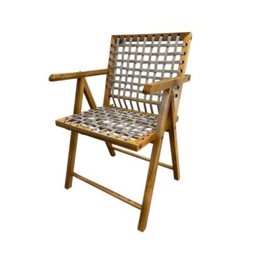 Imagem de Cadeira em Madeira com Corda Náutica e Apoio de Braços