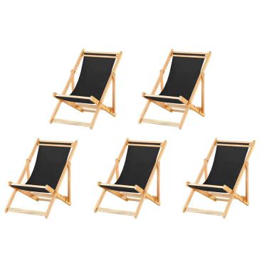Imagem de Kit 5 Cadeiras Espreguiçadeira Preguiçosa Dobrávl Sem Braço Natural