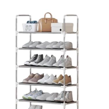 Imagem de Estante Organizador Inox 5 Prateleiras Sapateira 15 Pares Lavanderia Rack Multiuso Bandeja Banheiro Compacta