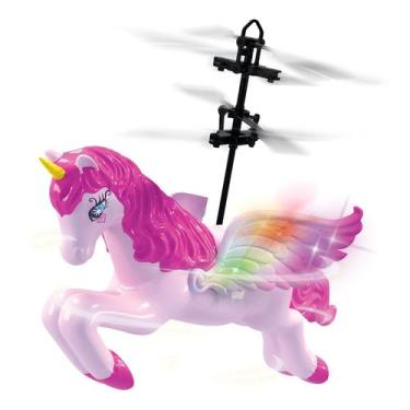 Imagem de Helicóptero Unicórnio Rosa Mini Flight Usb Recarregável Sensor Infrave