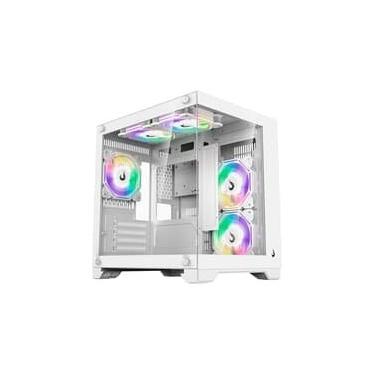 Imagem de Gabinete Gamer Rise Mode Galaxy Glass M Mini, M-ATX, Lateral e Frontal em Vidro Temperado, Sem FANs, Branco - RM-GA-GGMN-FW