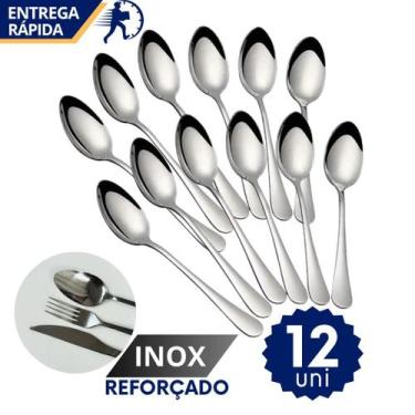 Imagem de Jogo12 Colheres de Mesa 100% Inox Linha Super Premium Luxo Resistente 