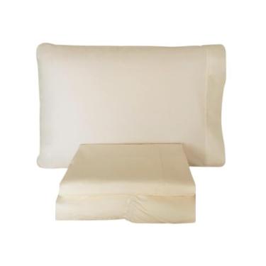 Imagem de Jogo de Lençol 3 Peças Mini Cama Percal 200 Fios 100% Algodão Marfim Arrumadinho Enxovais