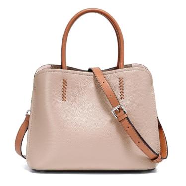 Imagem de Bolsa feminina de couro legítimo, bolsa de mão de designer, Damasco